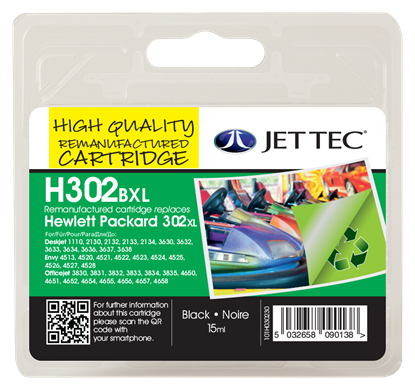 Jettec Replacement 302XL High Capacity Black Ink Cartridge (Alternative to HP No F6U68AE), 15ml
