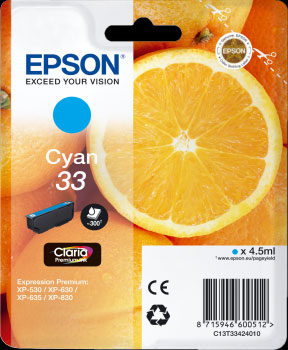 Cyan Epson 33 Ink Cartridge (T3342) Printer Cartridge