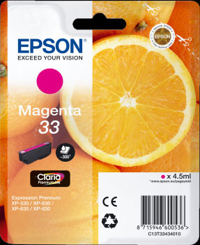 Magenta Epson 33 Ink Cartridge (T3343) Printer Cartridge