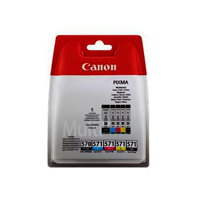 Canon PGI-570 PGBK CLI-571 CMYK Ink Cartridges - PGI 570 571 CMYK, 39ml
