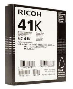Ricoh High Capacity GC 41K Gel Print Black Ink Cartridge, 2.5K Page Yield