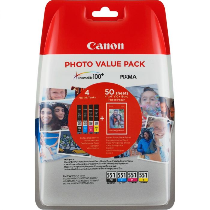 Canon 551 Photo Value Pack CMYK Ink Cartridges - CLI 551 CMYK
