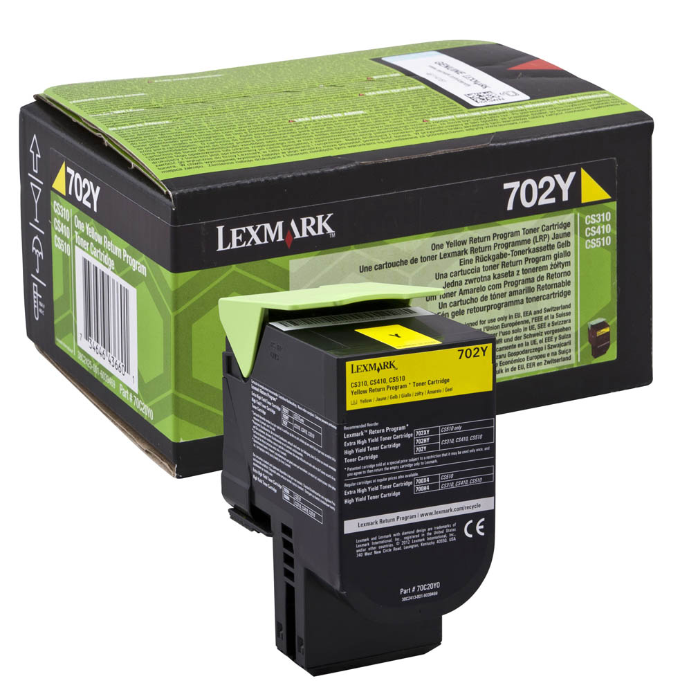 Lexmark 702HY High Capacity Return Program Yellow Toner Cartridge, 3K Page Yield