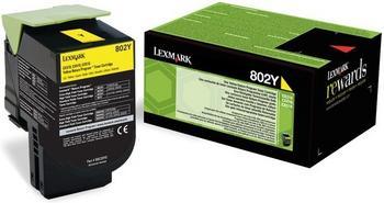 Lexmark 802Y Return Program Yellow Toner Cartridge, 1K Page Yield