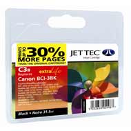 Jet Tec BCI-3e 30% Extra Black Lightfast Ink Cartridge