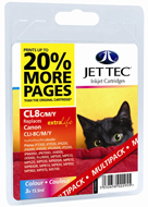Jet Tec CLI-8 Cyan, Magenta, Yellow Ink Cartridges, 15.5ml x 3