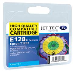 Jet Tec E128C Compatible Cyan Ink Cartridge for T0128240, 3.5ml