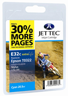 Jet Tec ( Made in the UK) Cyan Ink Cartridge for T032240, 20.5ml