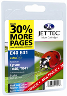 Jet Tec ( Made in the UK) 2 x Black and 1 x Colour Ink Cartridges for T040 / T041