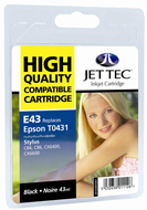 Jet Tec ( Made in the UK) High Capacity Lightfast Black Ink Cartridge for T0431, 43ml