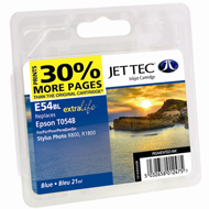 Jet Tec ( Made in the UK) E54BL Blue Lightfast Ink Cartridge for T054940, 21ml