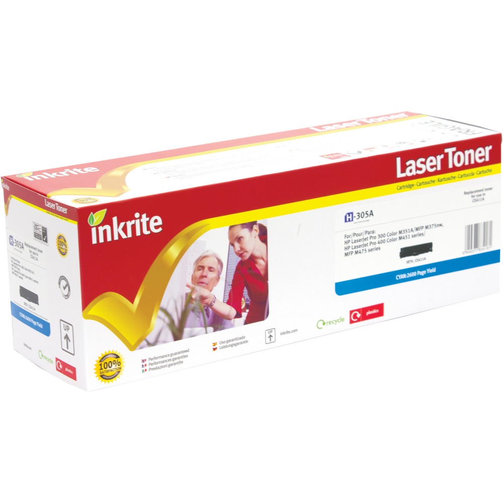 Inkrite Premium Compatible Cyan for HP CE411A (305A) Laser Cartridge, 2.6K Page Yield