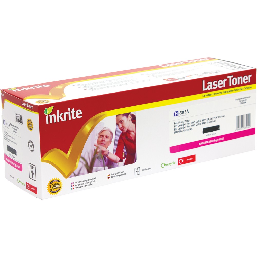 Inkrite Premium Compatible Magenta for HP CE413A (305A) Laser Cartridge, 2.6K Page Yield