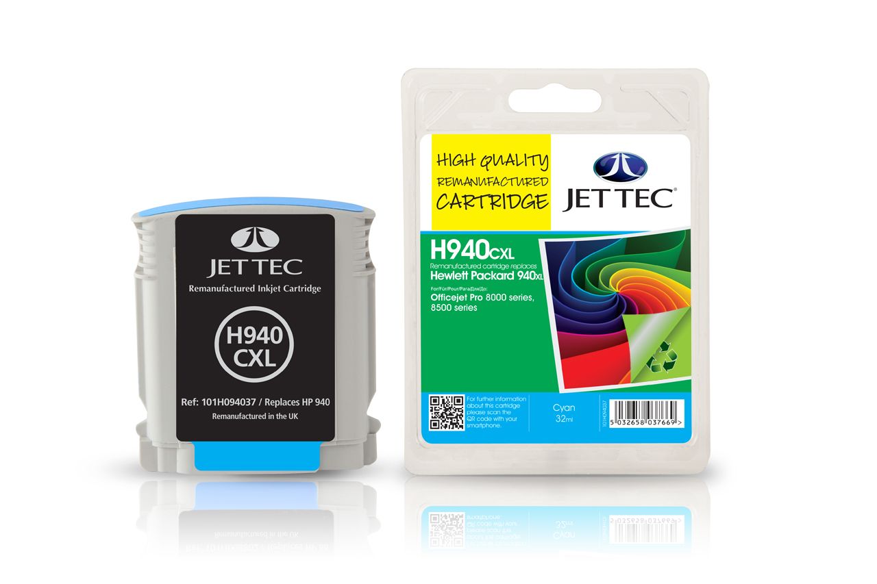 Jettec Replacement High Capacity Cyan Ink Cartridge (Alternative to HP No 940XL, C4907A)