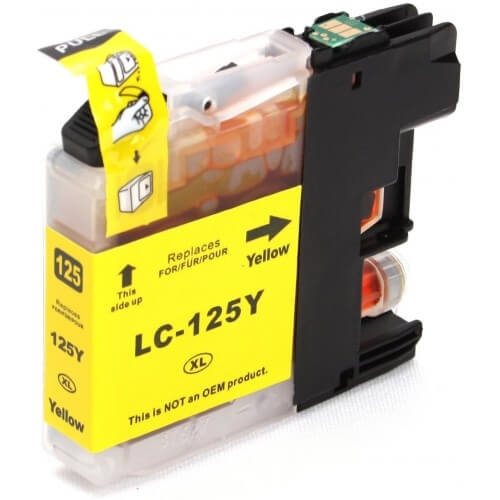 Compatible Brother LC125XL Yellow Ink Cartridge (High Capacity LC-125XLY Inkjet Printer Cartridge
