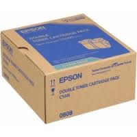 Epson C13S050608 Twin Pack Cyan Toner Cartridges, 2 x 7.5K Page Yield