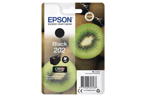 Epson 202 Black Ink Cartridge - C13T02E14010 Kiwi Inkjet Printer Cartridge