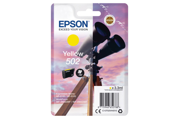 Epson 502 Yellow Ink Cartridge - T02V4 Binoculars Inkjet Printer Cartridge