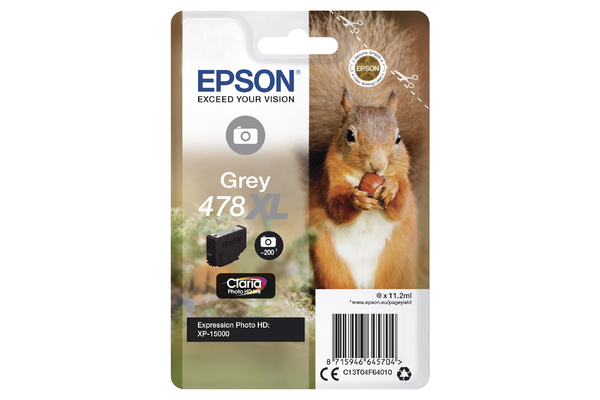 Epson 478XL High Capacity Gray Ink Cartridge - T04F6 Squirrel Inkjet Printer Cartridge