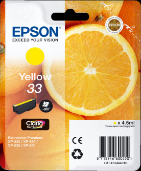 Yellow Epson 33 Ink Cartridge (T3344) Printer Cartridge