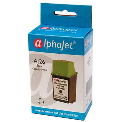 Alphajet Replacement Black Ink Cartridge (Alternative to HP No 26, 51626A)