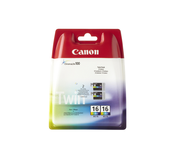 Canon BCI-16 Twin Pack Colour Ink Cartridges (Cyan, Magenta, Yellow)