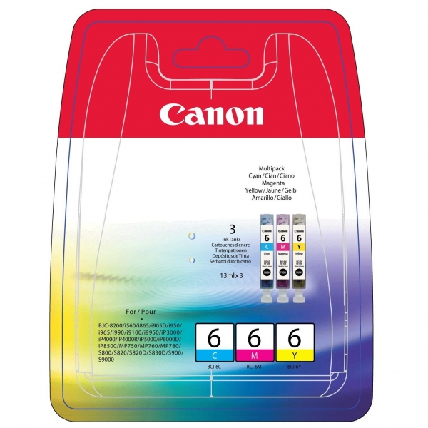 Canon BCI-6 C/M/Y 3-Colour Ink Cartridges BCI-6CMY