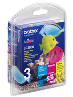 Brother LC-1000 Multi Pack Cyan, Magenta, Yellow Ink Cartridges