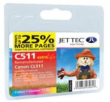 Jettec Replacement Colour Ink Cartridge for Canon CL-511, 11.5ml