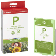 Canon E-P50 Color Ink Cartridge plus 50 Sheets 4" x 6" Post Card Size Photo Paper