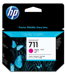HP 711 Magenta 3 Pack Ink Cartridges - CZ135 Designjet Ink, 29ml Each