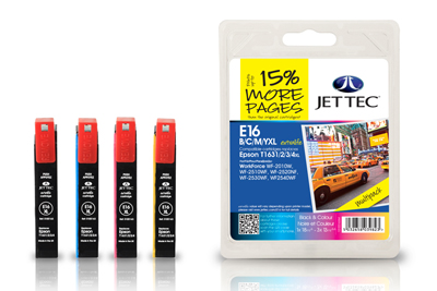 Jettec 16XL Quad Pack High Capacity BK C M Y Ink Cartridges for Epson T1636 - 57ml