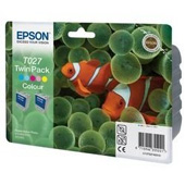 Epson T027 Twin Pack Colour Ink Cartridges