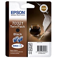Epson T0321 DuraBrite Twin Pack Black Ink Cartridges