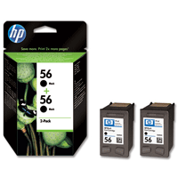 Hewlett Packard [HP] No. 56 Black Inkjet Print Cartridge (19ml) Ref C9502AE [Twin Pack]