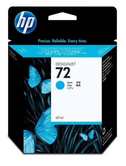 HP 72 Standard Capacity Cyan Ink Cartridge, 69ml