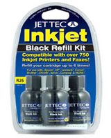 Jet Tec All Purpose Black Refill Kit (3x30ml Black Ink and 1x30 Cleaner)