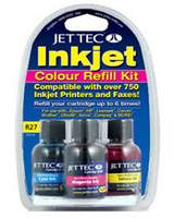 Jet Tec All Purpose Colour Refill Kit (C/M/Yx30ml and 1x30 Cleaner)