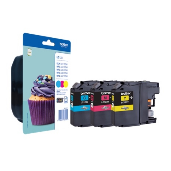 Brother LC123 Multipack Cyan, Magenta and Yellow Ink Cartridges (LC-123C / LC-123M / LC-123Y)