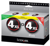Lexmark High Capacity Twin Pack No 4XL Black Ink Cartridges - 0080D2977