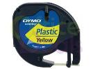 S0721620: Dymo Letratag Plastic Tape 12mm x 4 Metres Black on Yellow S0721620