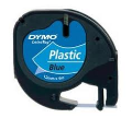 S0721650: Dymo Letratag Plastic Tape 12mm x 4 Metres Black on Blue S0721650