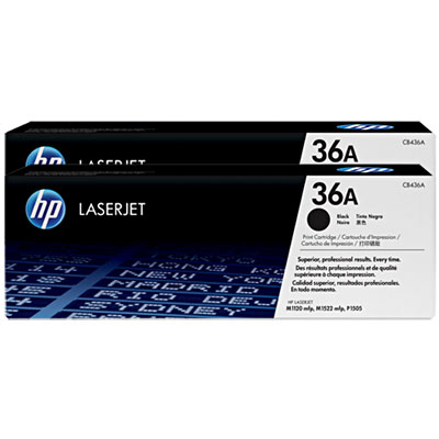 HP LaserJet 4 CB436AD HP CB436A Twin Pack Black (36A)Toner Cartridges - CB 436AD