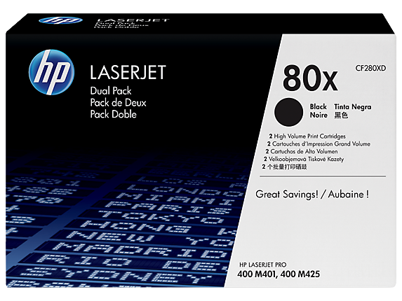 HP LaserJet 4 CF280XD HP 80X Twin pack High Capacity Black Toner Cartridges - CF280XD