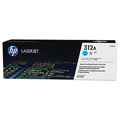 HP LaserJet 4 CF381A HP 312A Cyan Toner Cartridge, 2.7K Page Yield
