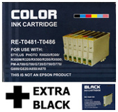 Epson Photo R300 487Set Premium Quality Compatible Six Pack (Black, Cyan, Magenta, Yellow, Light Cyan & Light Magenta) Ink Cartridges for Epson T048740 Plus an Extra Black (100% Satisfaction Guaranteed)