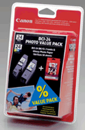BCI-24MP: CANON BCI-24 Black and Colour Ink Cartridges plus 4x6 Glossy Photo Paper, 170gsm, 50 Sheets