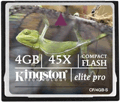 CF/4GB-S: Kingston 4GB Elite Pro Compact Flash Memory Card - 50X