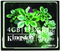 CF/4GB-S2: Kingston 4GB Elite Pro Compact Flash Memory Card - 133X