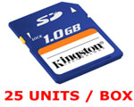 SD/1GB-BOX: Kingston 1GB Secure Digital (SD) Memory Card, 25 Units Per Box